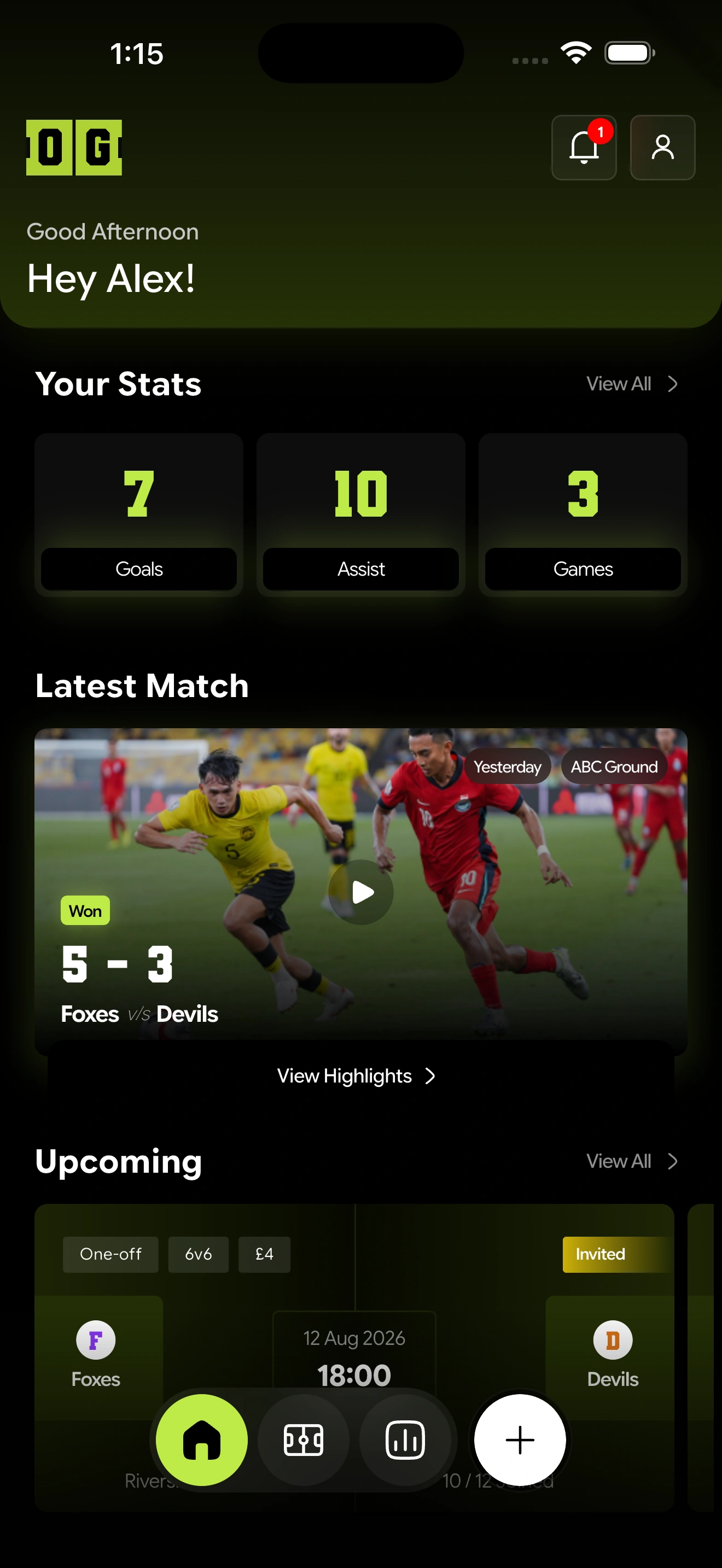 Only Goals home on iPhone